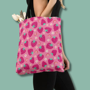 Erdbeer-Regenbogen-Margeriten-Muster Tasche