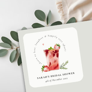 Erdbeer-Rosa-Margarita-Cocktail-Brautjungfernparty Quadratischer Aufkleber