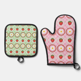 Erdbeer Serenade Pink Ofenhandschuh & Topflappen-Set