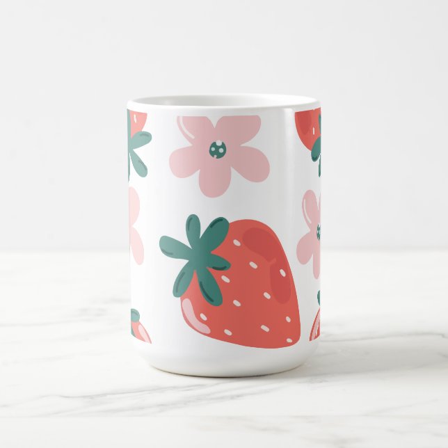 Erdbeer- und Blumenmuster Kaffeetasse (Mittel)