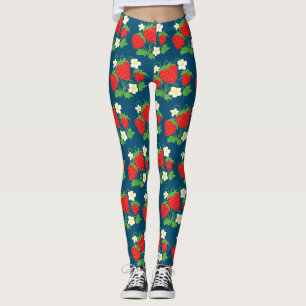 Erdbeer- und Blumenmuster Leggings