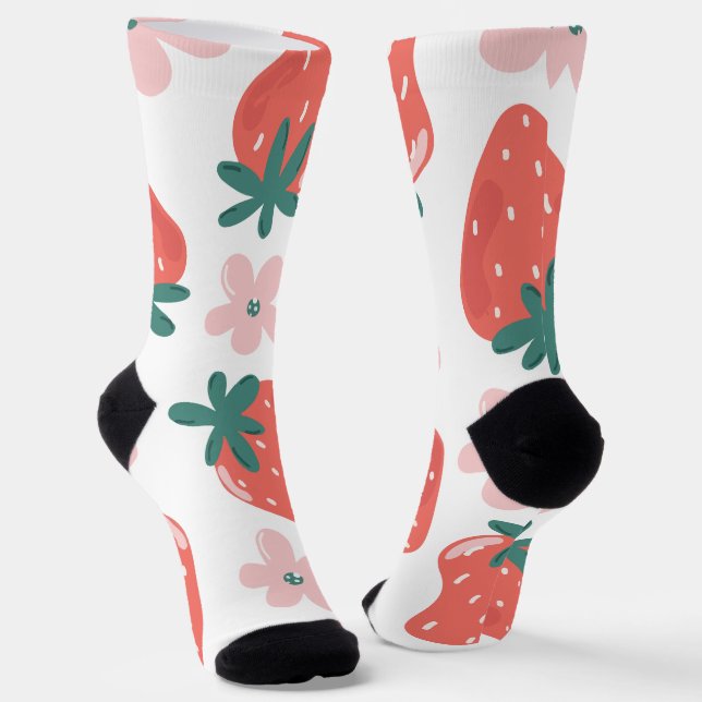 Erdbeer- und Blumenmuster Socken (Gewinkelt)
