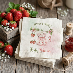 Erdbeer Vintage Mädchen Baby Shower  Serviette