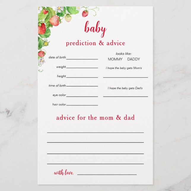 Erdbeer Vorhersagen und Ratschläge Flyer (Vorne)