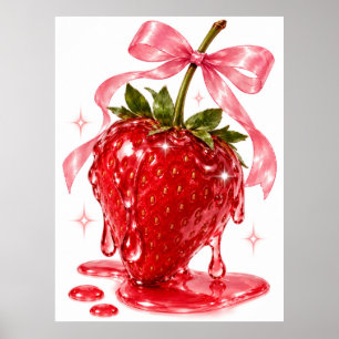 Erdbeer-Wandkunst   Saftiger Koketten-Fruchtposter Poster