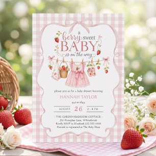 Erdbeer Wäscheleine Beeren Süße Babyparty Einladung