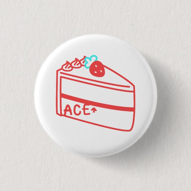 Erdbeerasexualer Kuchen Button (Vorderseite)