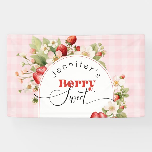 Erdbeerbeere Geburtstagsparty Banner (Horizontal)