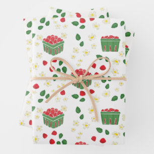 Erdbeerblumen Erdbeerfelder Beere Zuerst Geschenkpapier Set