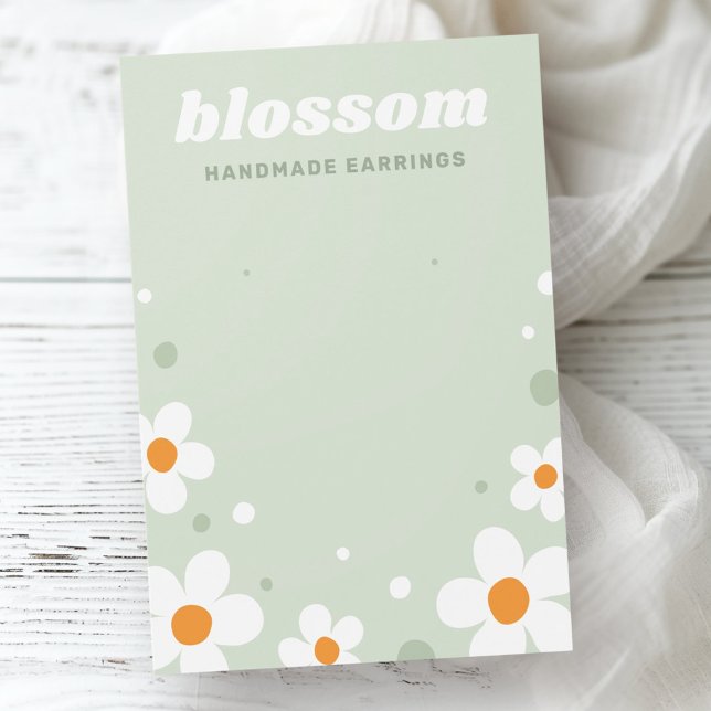 Erdbeerblüte Retro-Hellgrüne Ohrring-Karte (Strawberry blossom retro light green earring card)