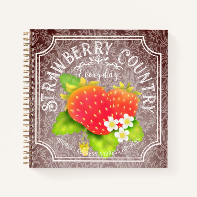 Erdbeerbraun mit Rahmen-Notebook Notizbuch (Vorderseite)