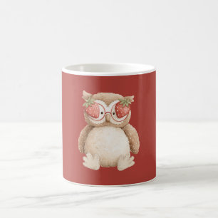 Erdbeerbrille Eule Kaffeetasse