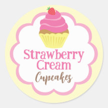 Erdbeercreme-Cupcake-Scallop-Etikett