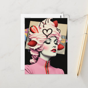 Erdbeerdessert-Frauen-Collage Postkarte
