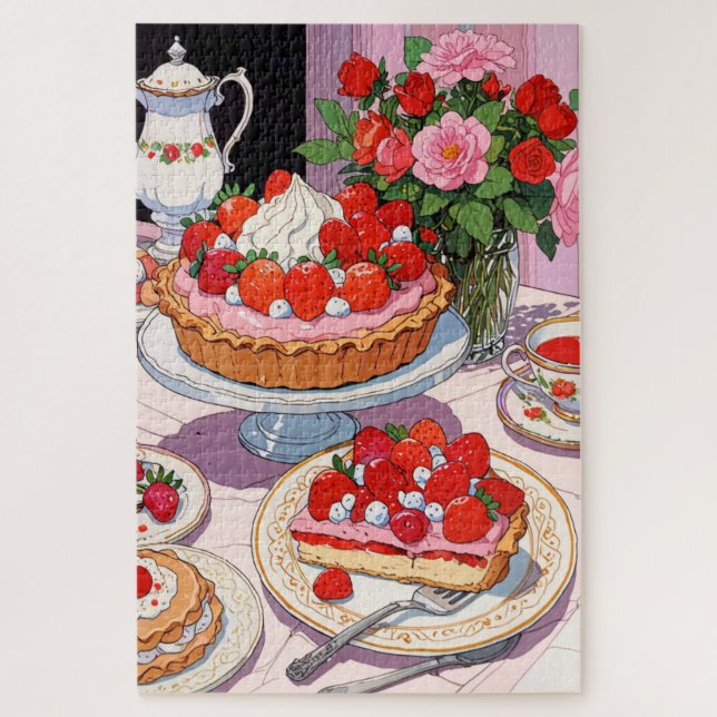 Erdbeerdessert Puzzle (Vertikal)