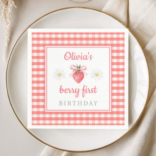 Erdbeere 1. Geburtstag Beere Erster Geburtstag Serviette