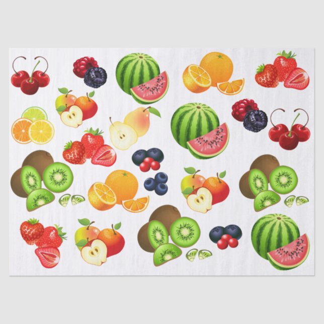 Erdbeere Apple Watermelon Cherry Frucht Decoupage Seidenpapier (Vorderseite)