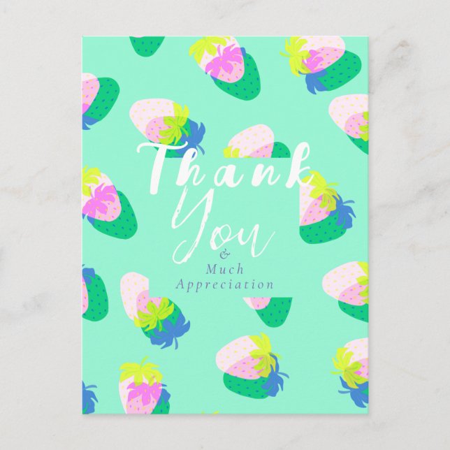 Erdbeere Aquamarin Postkarte (Vorderseite)