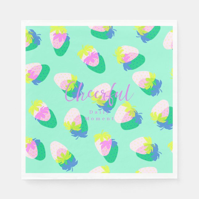 Erdbeere Aquamarin Serviette (Vorderseite)