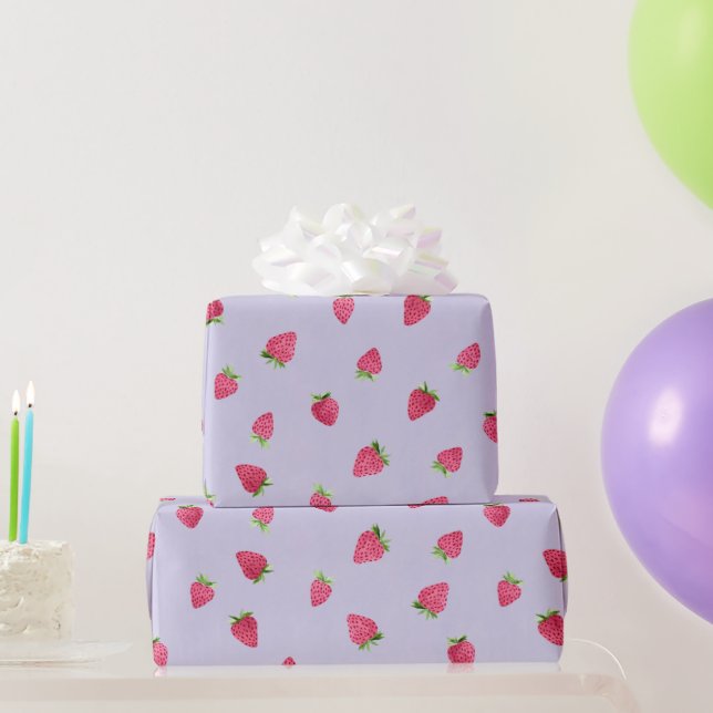 Erdbeere auf Peri winkle Wrapping Paper Geschenkpapier (Partygeschenke)