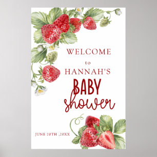 Erdbeere   Babydusche Begrüßungszeichen Poster
