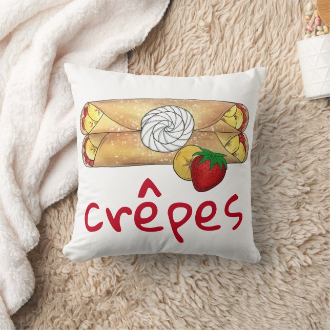 Erdbeere Banana Crêpe Pancake Französischer Lebens Kissen (Decke)