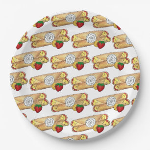 Erdbeere Banana Crêpe Pancake Französischer Lebens Pappteller
