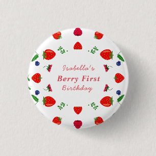 Erdbeere Beere süße Babyparty Button
