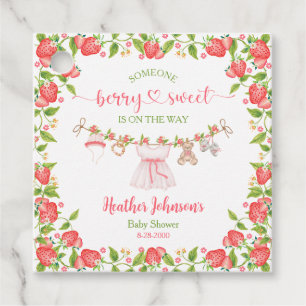 Erdbeere Beere Süße Wäscheleine Baby Shower  Geschenkanhänger