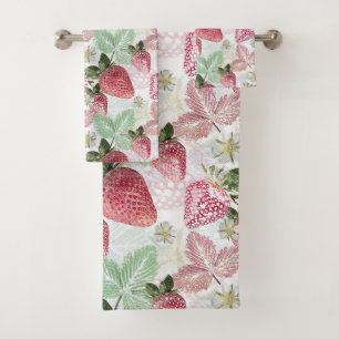Erdbeere, Beeren, rot, frisch, reif, süß, Nahrungs Badhandtuch Set
