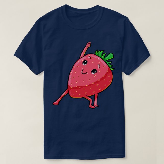 Erdbeere bei Yoga für Flexibilität T-Shirt (Design vorne)