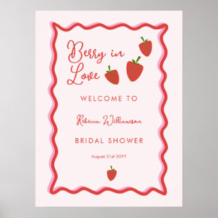 Erdbeere Berry In Love Brautparty-Einladung Poster