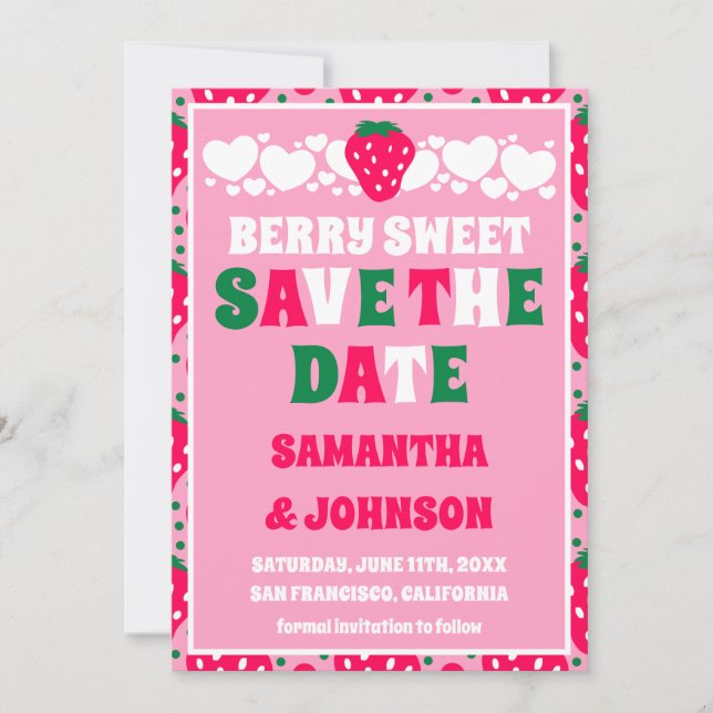 Erdbeere Berry Sweet Hochzeit Save The Date (Vorderseite)