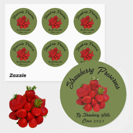 Erdbeere bewahren fotografische grüne Canning Runder Aufkleber