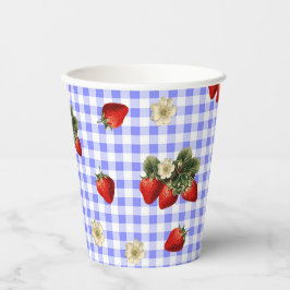 Erdbeere blüht Gingham niedliche Papierbecher