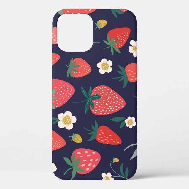 Erdbeere Blume & Früchte: Dekoratives Muster Case-Mate iPhone Hülle (Rückseite)