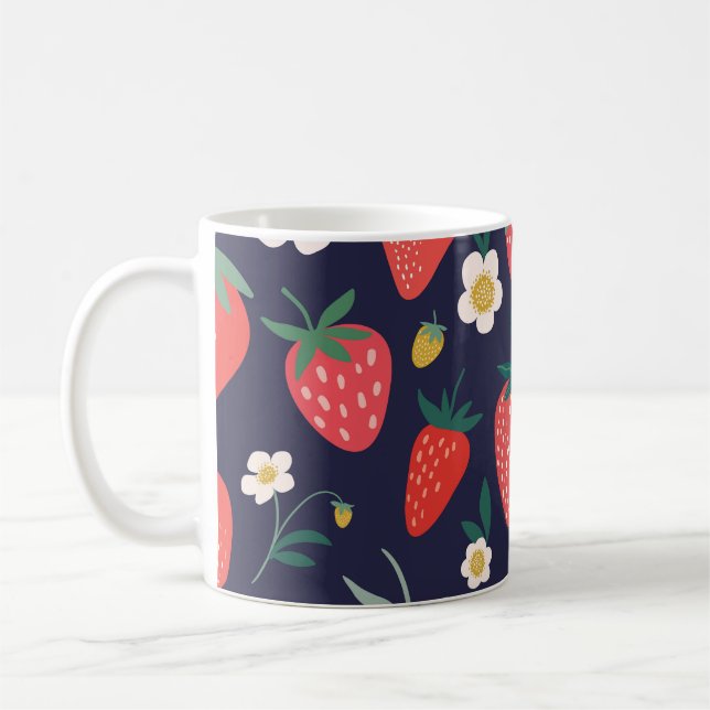 Erdbeere Blume & Früchte: Dekoratives Muster Kaffeetasse (Links)