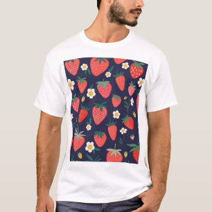 Erdbeere Blume & Früchte: Dekoratives Muster T-Shirt