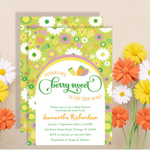 Erdbeere Botanische Babydusche Einladung