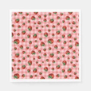 Erdbeere Check  Serviette