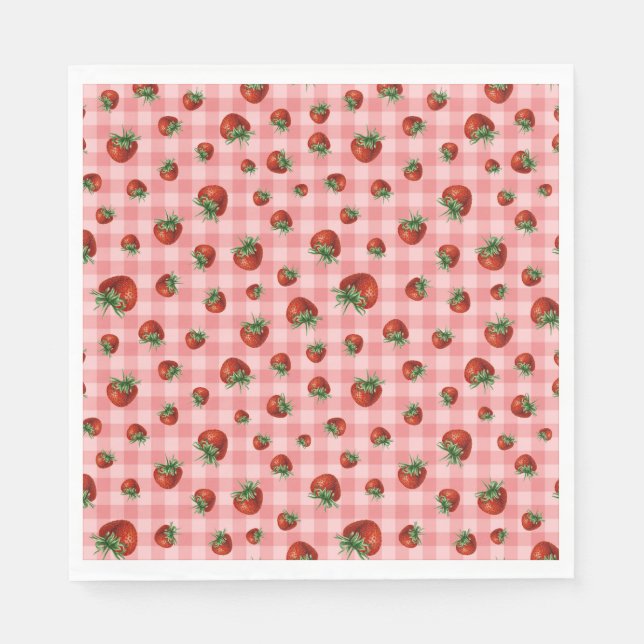 Erdbeere Check  Serviette (Vorderseite)