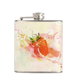 Erdbeere Creme Splash! Aquarell Flachmann