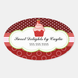 Erdbeere Cupcake Bäckerei Box Siegel Ovaler Aufkleber