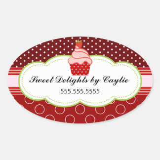 Erdbeere Cupcake Bäckerei Box Siegel Ovaler Aufkleber