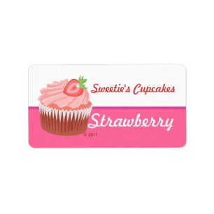 Erdbeere Cupcake Labels Adressaufkleber