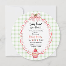 Erdbeere Cupcake Round Baby Dusche Einladung