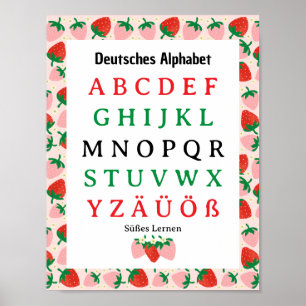 Erdbeere Deutsches Alphabet Süßes Lernen Poster