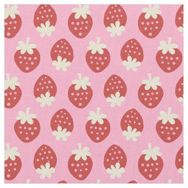 Erdbeere Drehte auf rosa Stoff (Nahaufnahme)