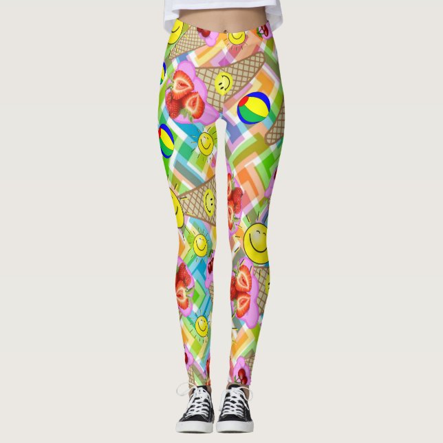 Erdbeere Eis Creme Leggings (Vorderseite)