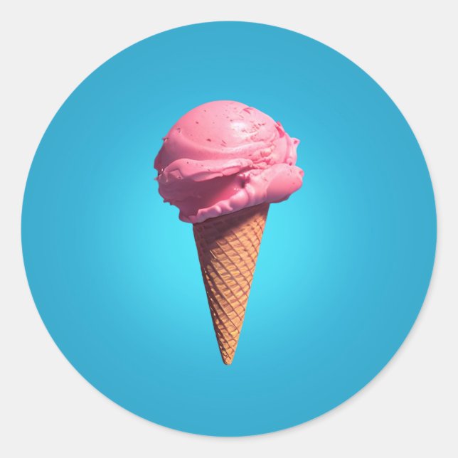 Erdbeere Eiscreme Klassischer Rundaufkleber Runder Aufkleber (Vorderseite)